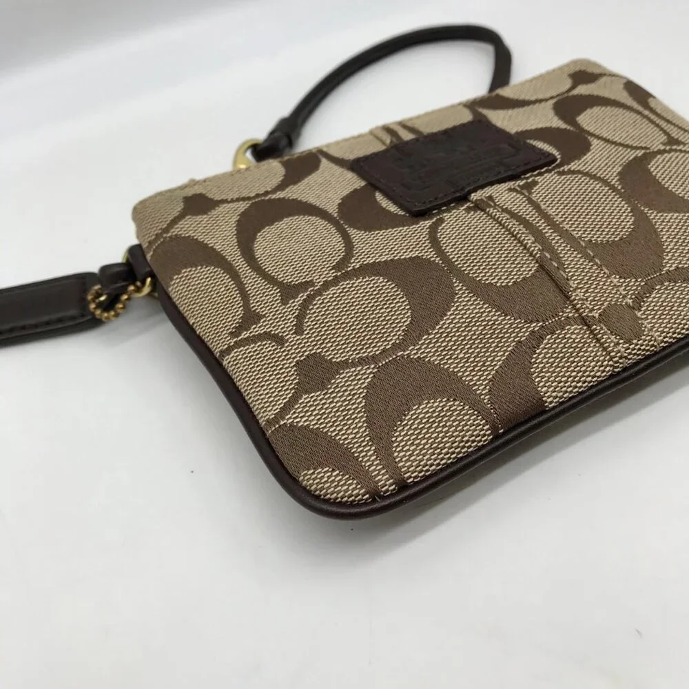Coach Khaki Canvas Signature C Monogram Wristlet_7